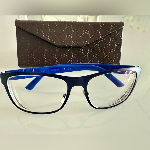 Gucci Black and Blue Glasses - GG2247/S 4VDKM 56 17 140 - Unisex - With OG Case - Picture 1 of 9